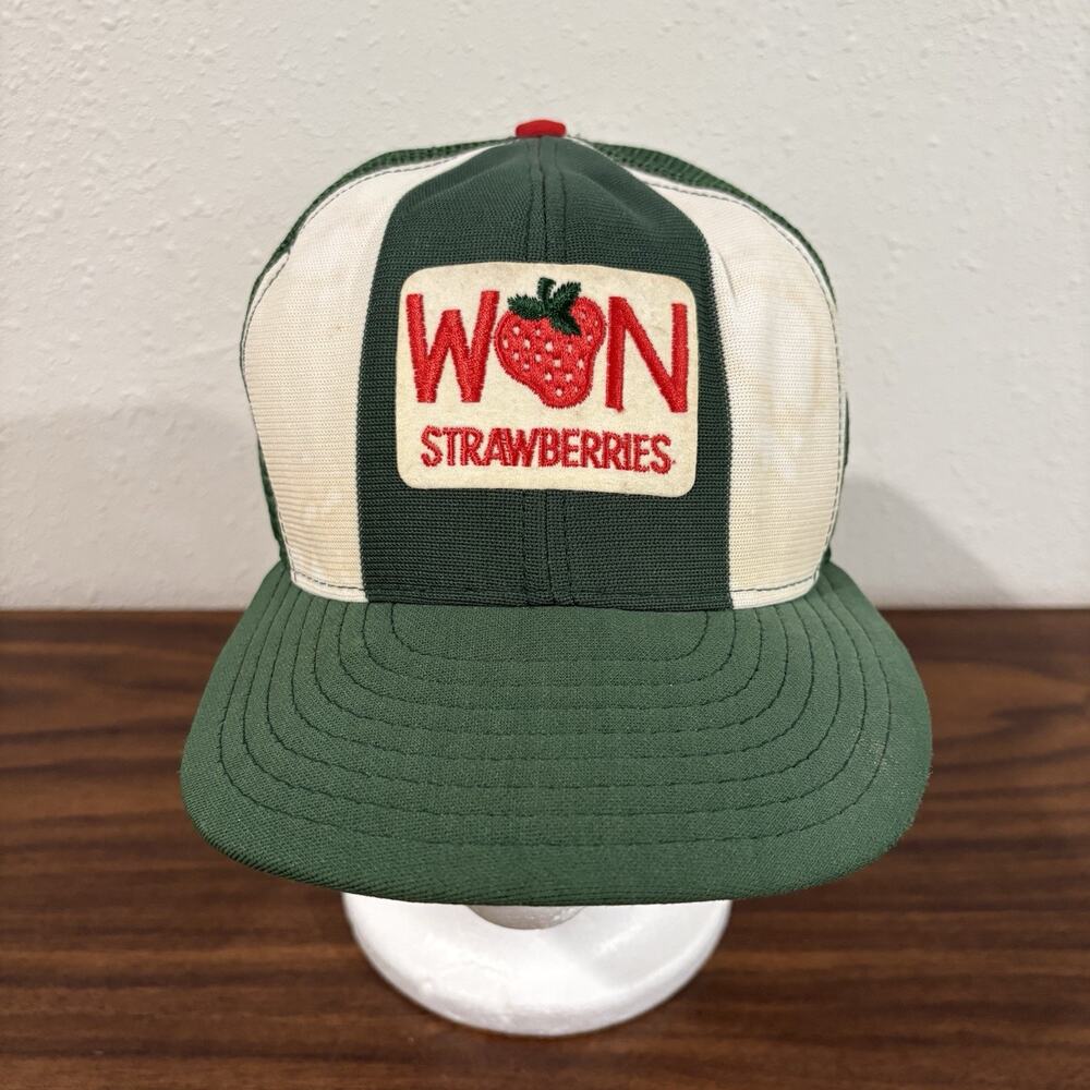 Vintage Won Strawberry Festival Trucker Hat Plant City Florida Cap Lucky Stripes